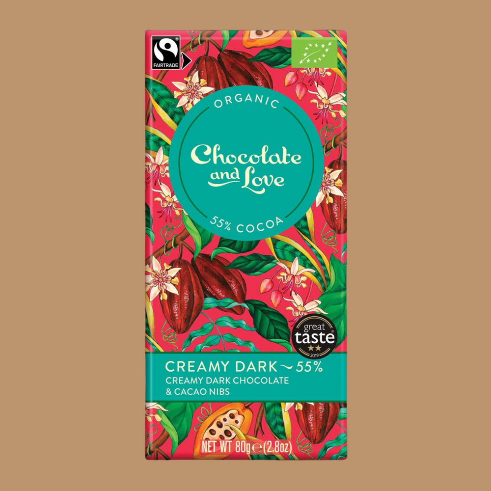 Swiss Chocolate | Chocolate & Love - Creamy Dark with Cacao Nibs, 55%