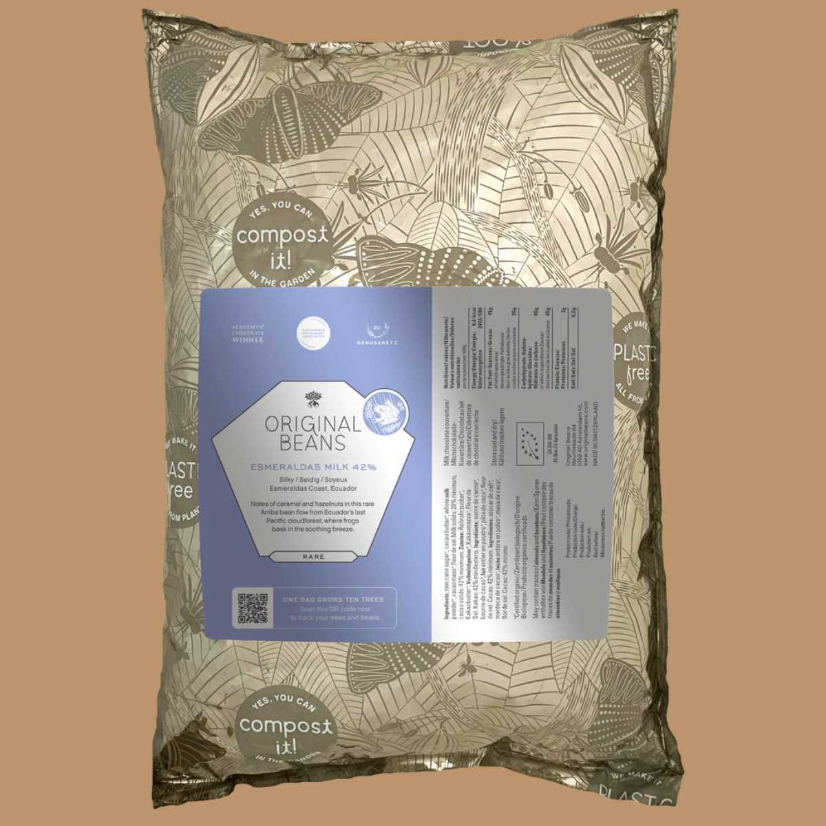 Original Beans - Couverture Chocolate Esmeraldas Milk 42% | Healthy Chocolate