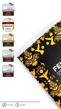 Feliu Chocolate Criollo Rioja 73% dark chocolate bar, pale ocher colour from white Criollo cacao beans, Finca La Rioja Chiapas Mexico