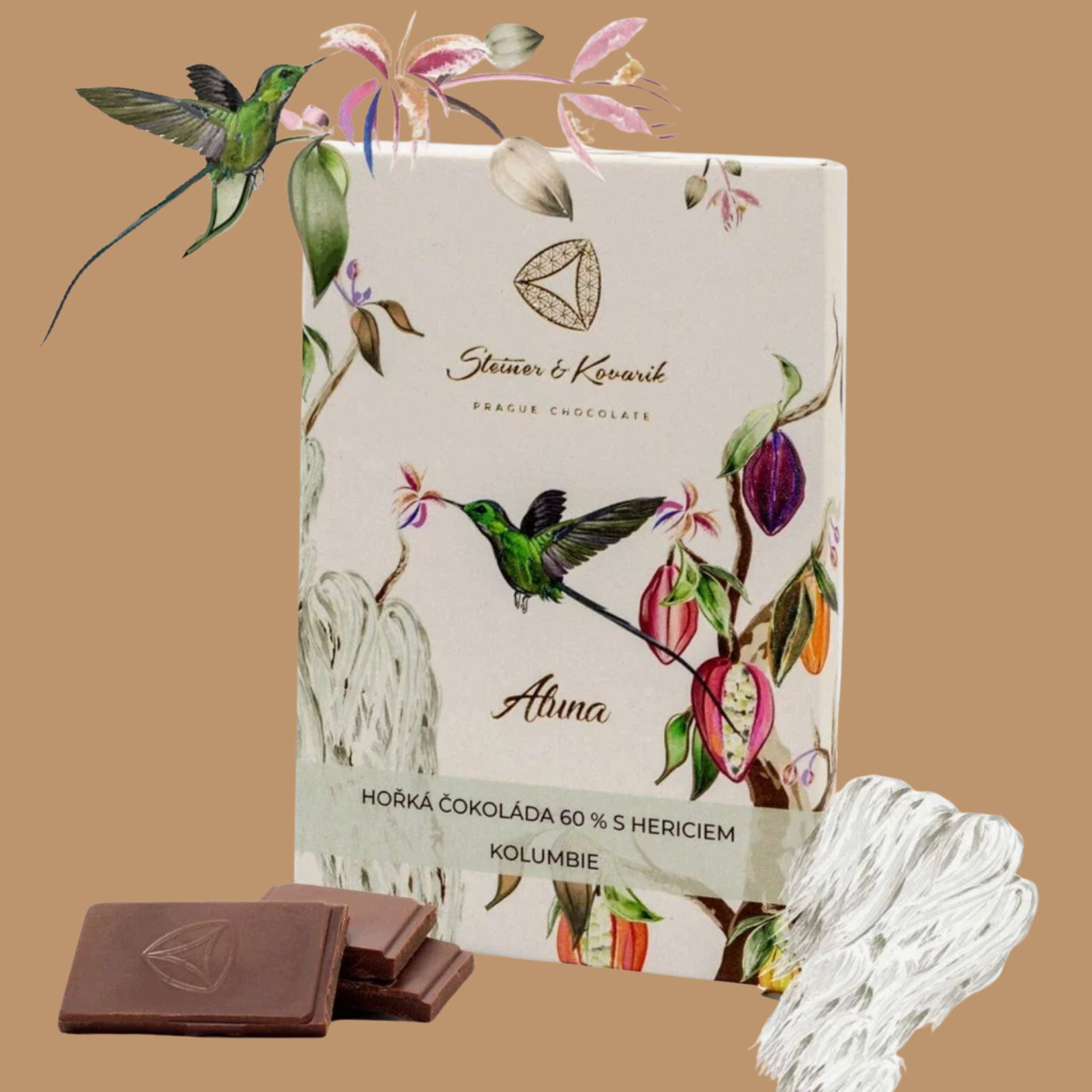 Prague Chocolate - Aluna 60% Organic Dark Chocolate with Hericium (Lion's Mane), Colombia | Functional Bean-to-Bar