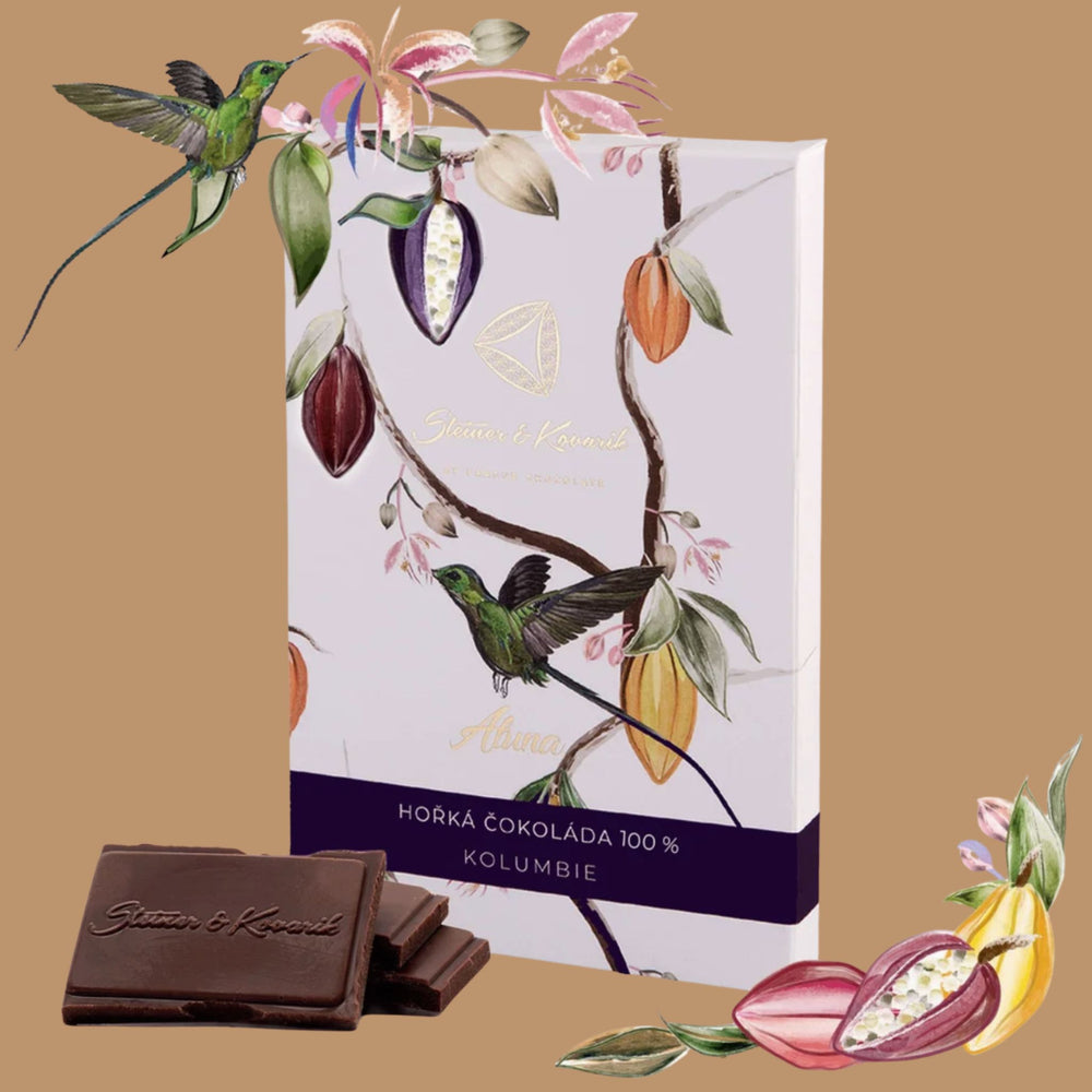 Prague Chocolate - Aluna 100% Sugar-Free Dark Chocolate, Colombia | Single-Origin Bean-to-Bar
